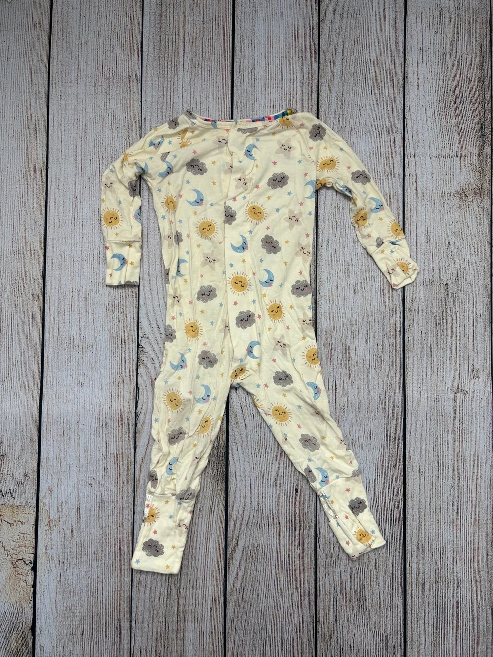 Magnetic Me Soft Cream Sun & Moon Printed Kids One-Piece Pajamas